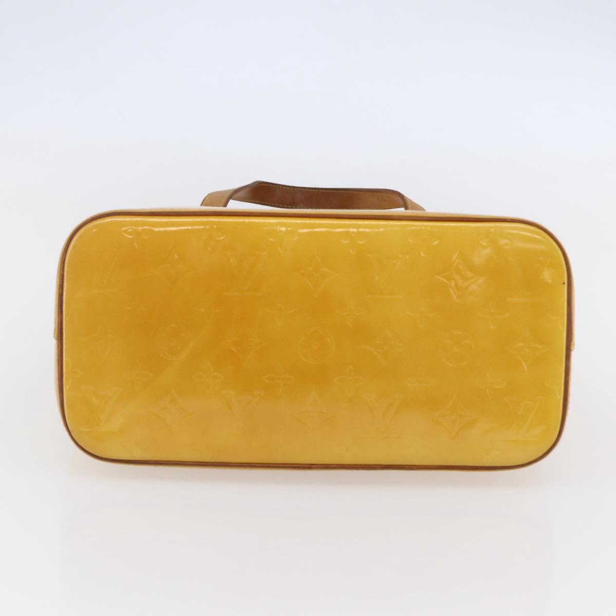 LOUIS VUITTON Monogram Vernis Houston Hand Bag Lime Yellow M91055 LV Auth th6398