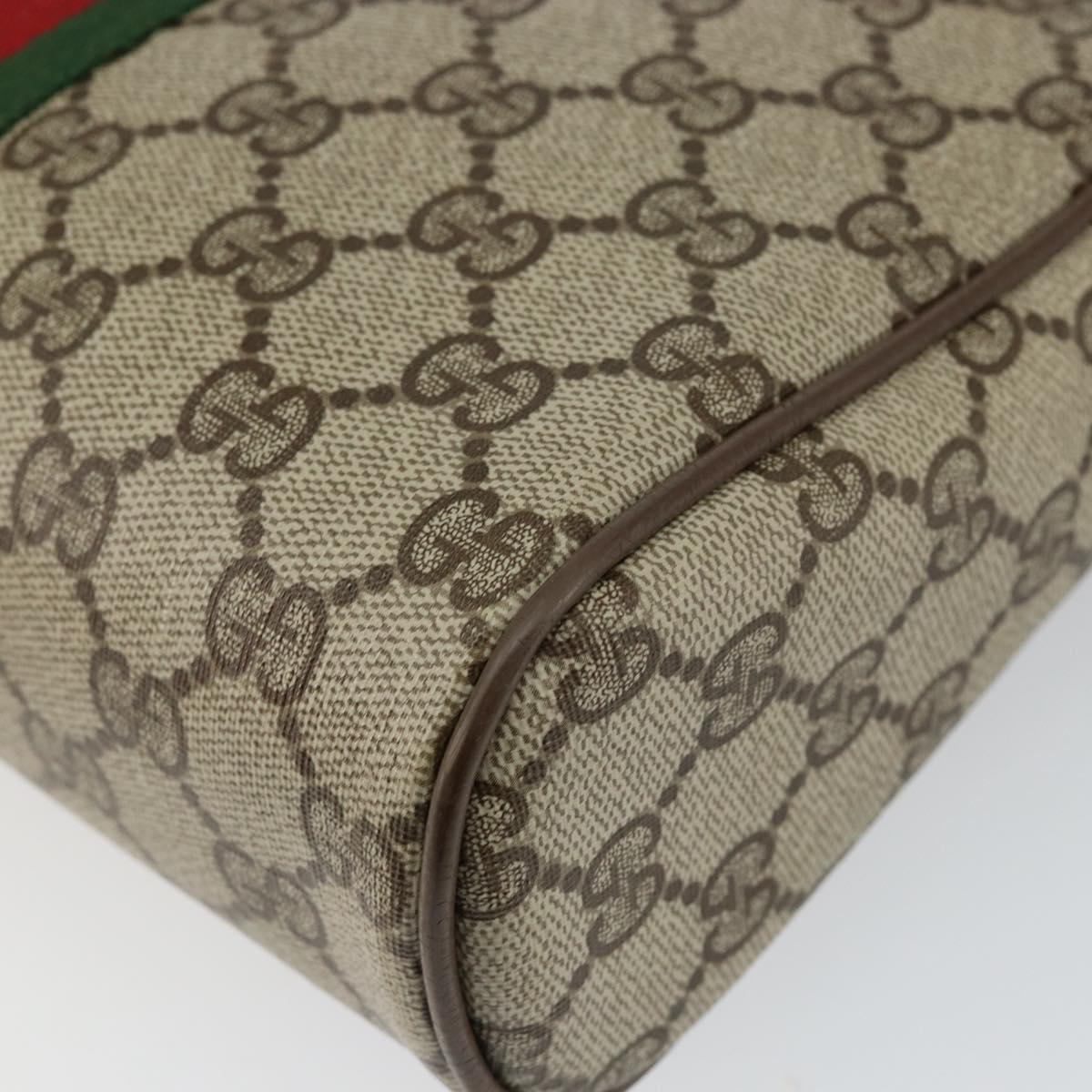 GUCCI GG Canvas Web Sherry Line Clutch Bag PVC Leather Beige Green Auth th6400