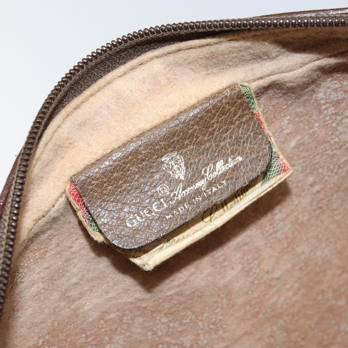 GUCCI GG Canvas Web Sherry Line Clutch Bag PVC Leather Beige Green Auth th6400