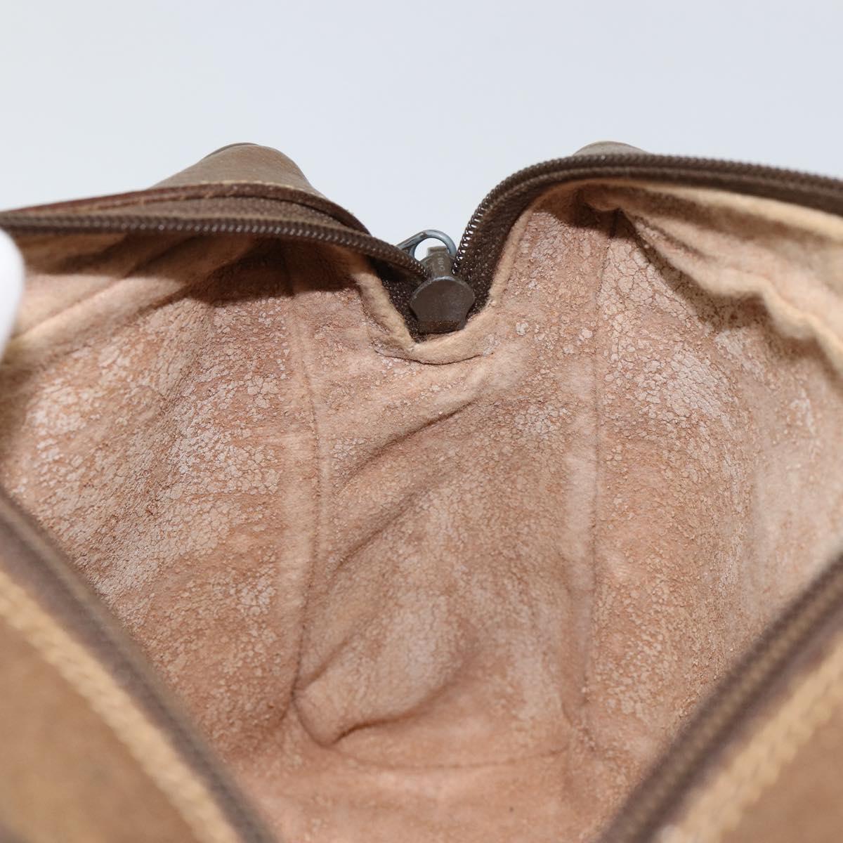 GUCCI GG Canvas Web Sherry Line Clutch Bag PVC Leather Beige Green Auth th6400