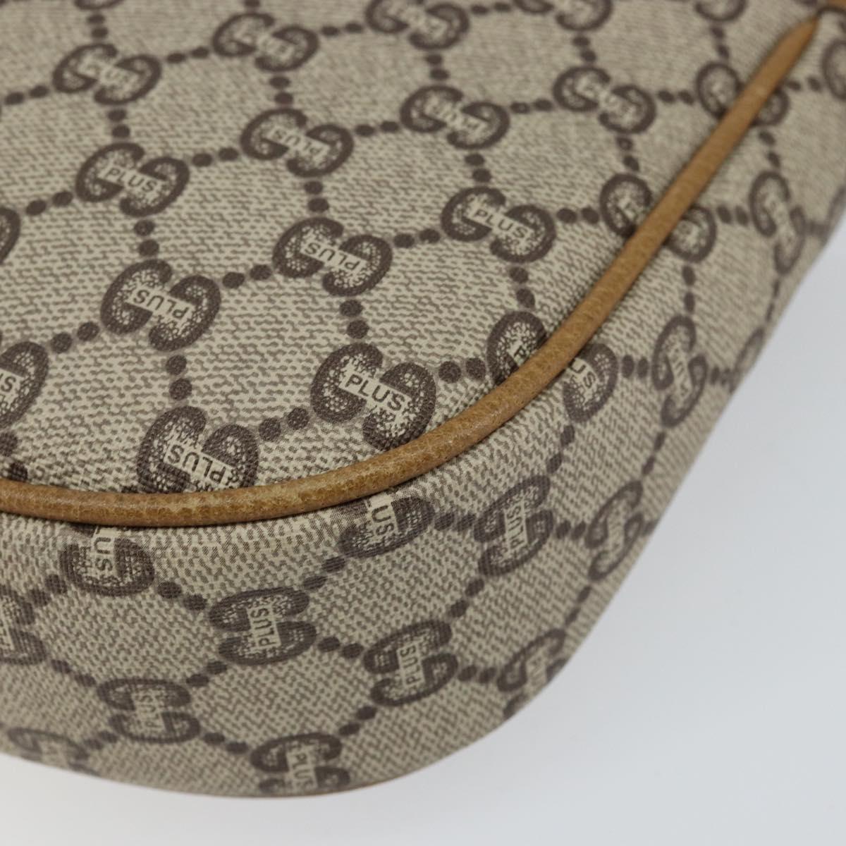 GUCCI GG PLUS Canvas Shoulder Bag PVC Leather Beige Auth th6401