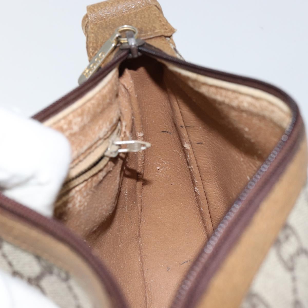 GUCCI GG PLUS Canvas Shoulder Bag PVC Leather Beige Auth th6401