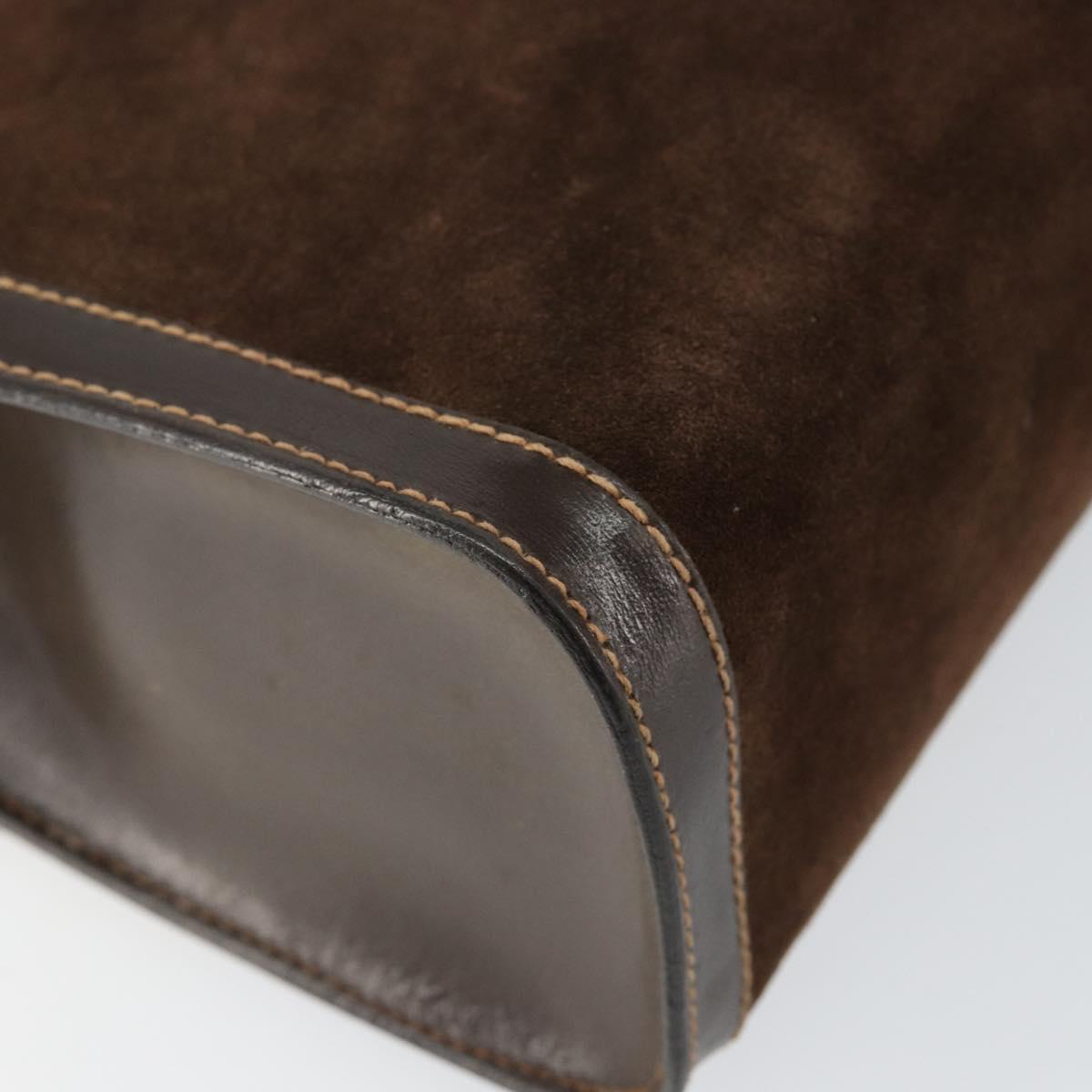 GUCCI Sherry Line Clutch Bag Suede Brown Green Red Auth th6403
