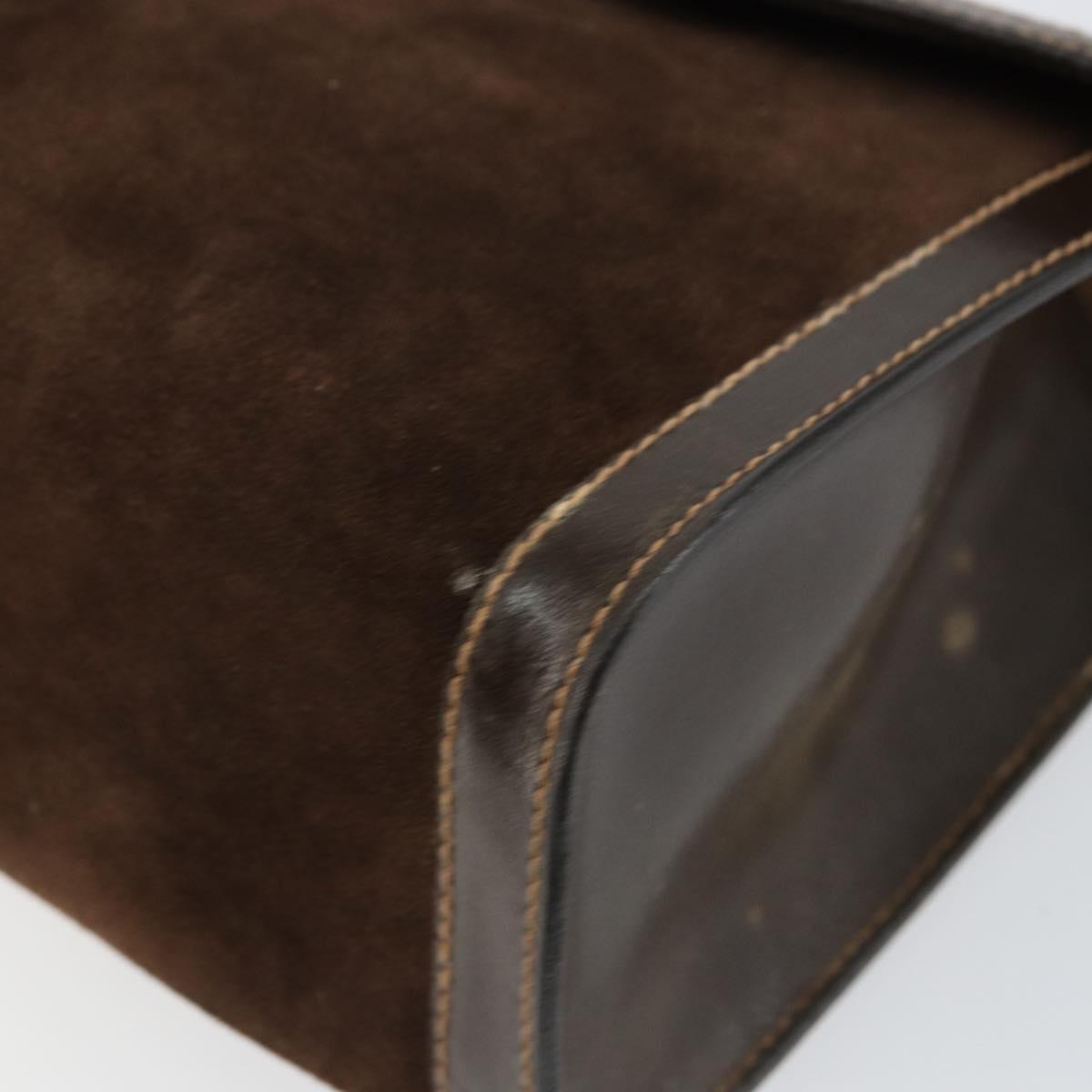 GUCCI Sherry Line Clutch Bag Suede Brown Green Red Auth th6403