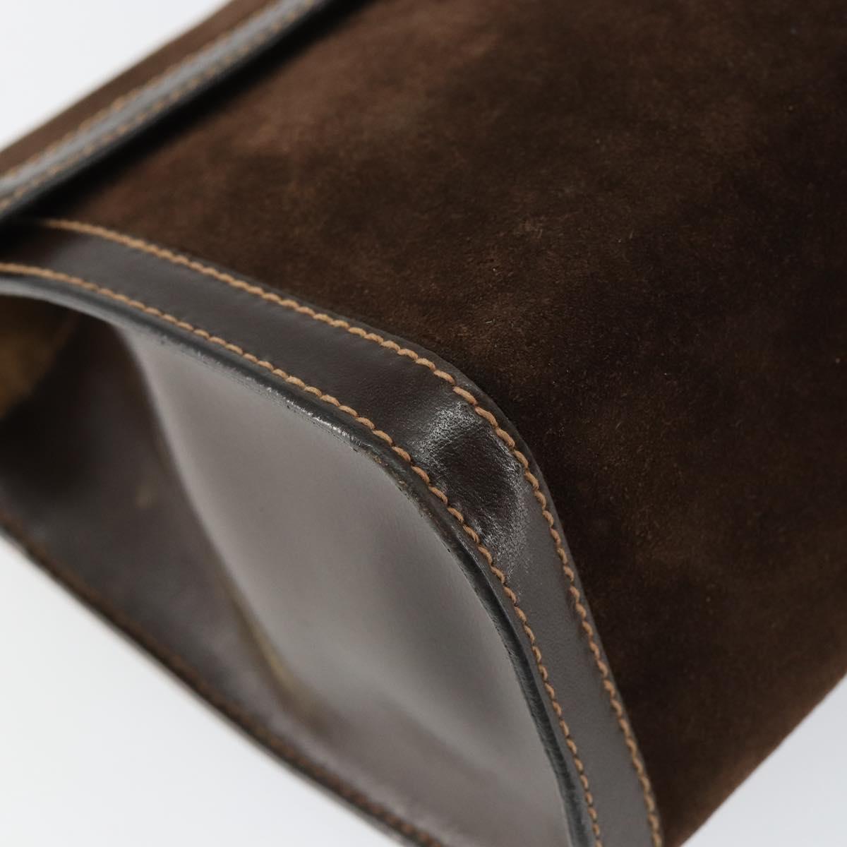 GUCCI Sherry Line Clutch Bag Suede Brown Green Red Auth th6403
