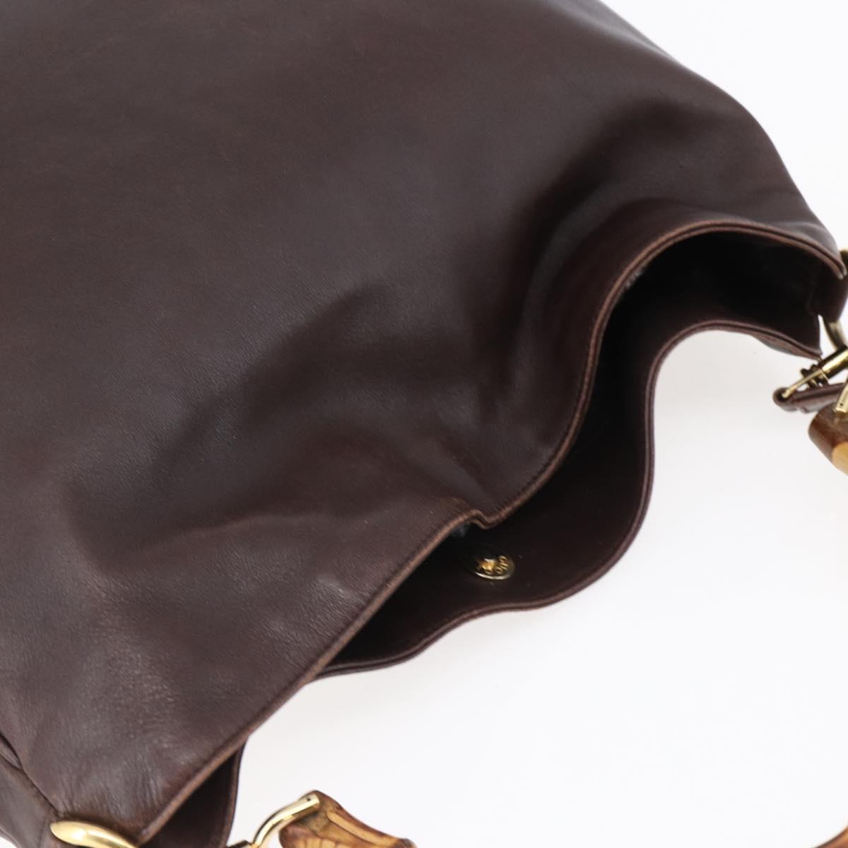 GUCCI Bamboo Shoulder Bag Leather 2way Brown Auth th6404