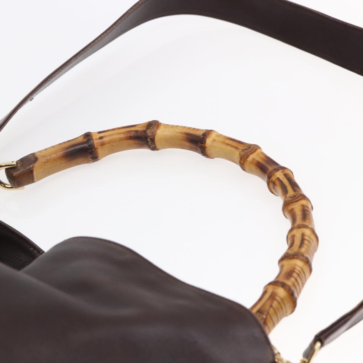 GUCCI Bamboo Shoulder Bag Leather 2way Brown Auth th6404