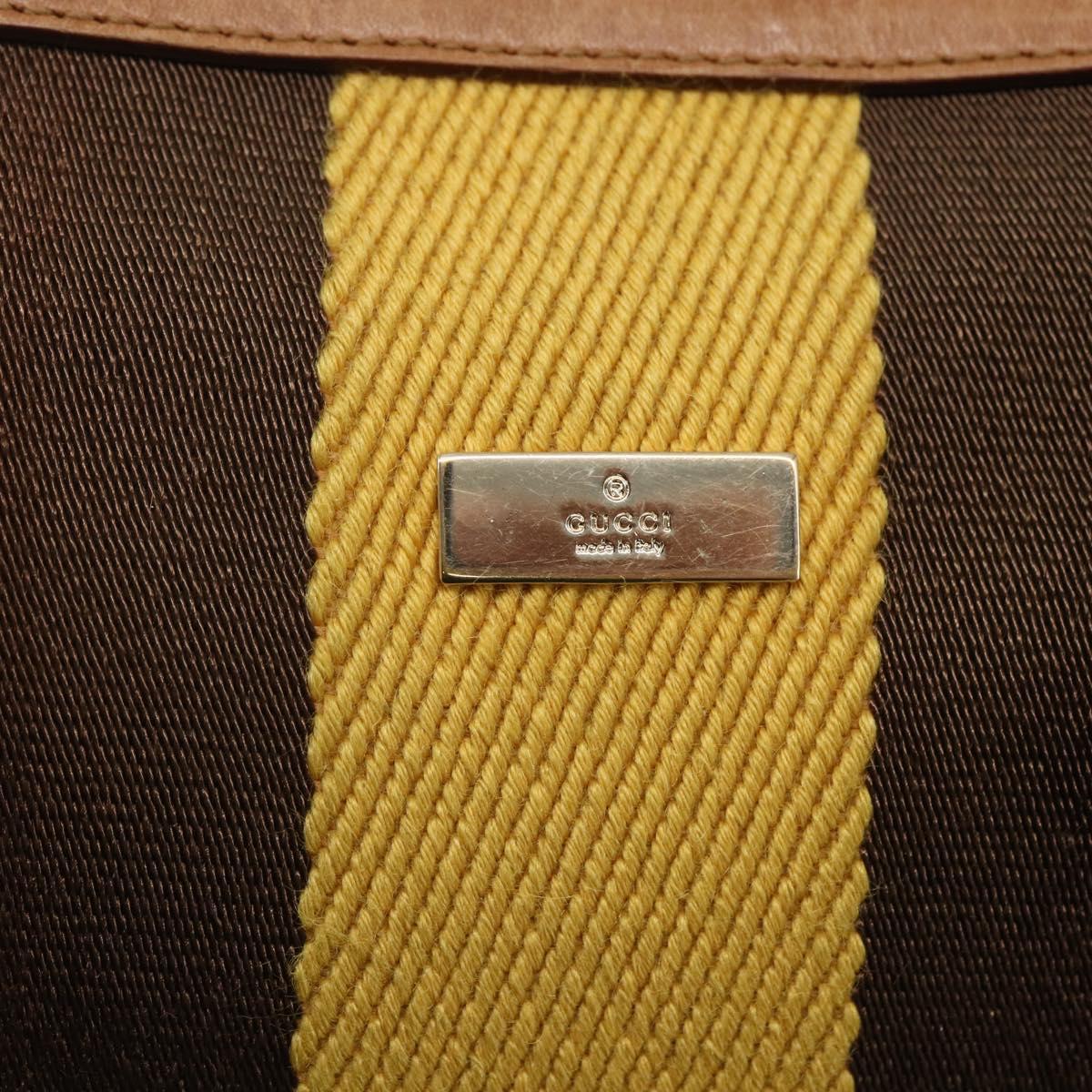 GUCCI Sherry Line Boston Bag Leather Beige Yellow Auth th6406