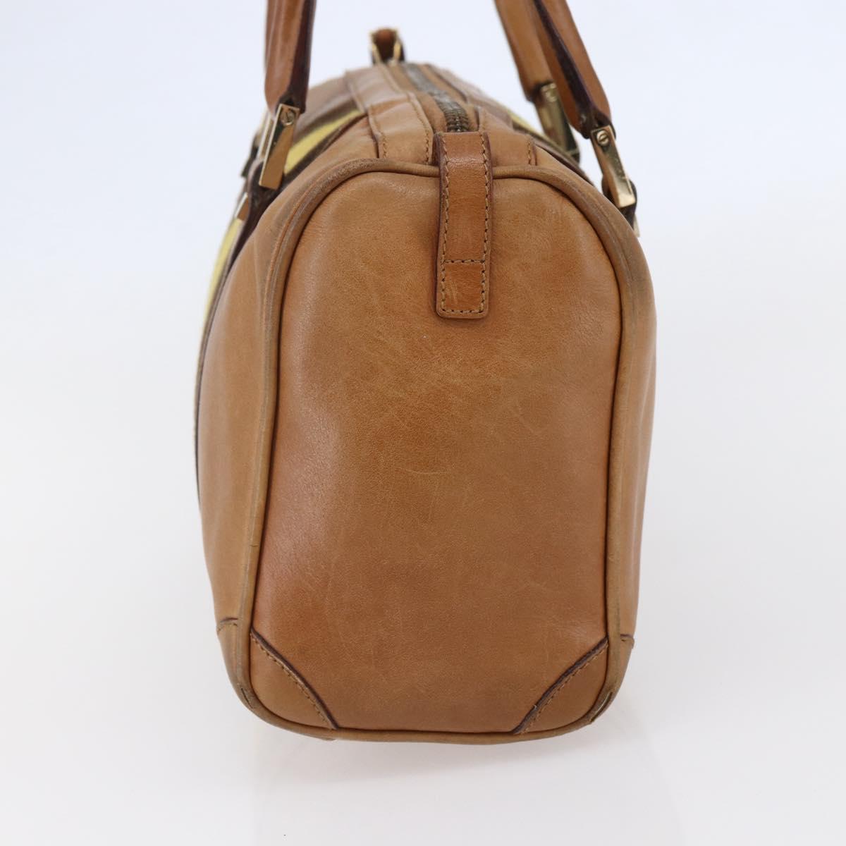 GUCCI Sherry Line Boston Bag Leather Beige Yellow Auth th6406