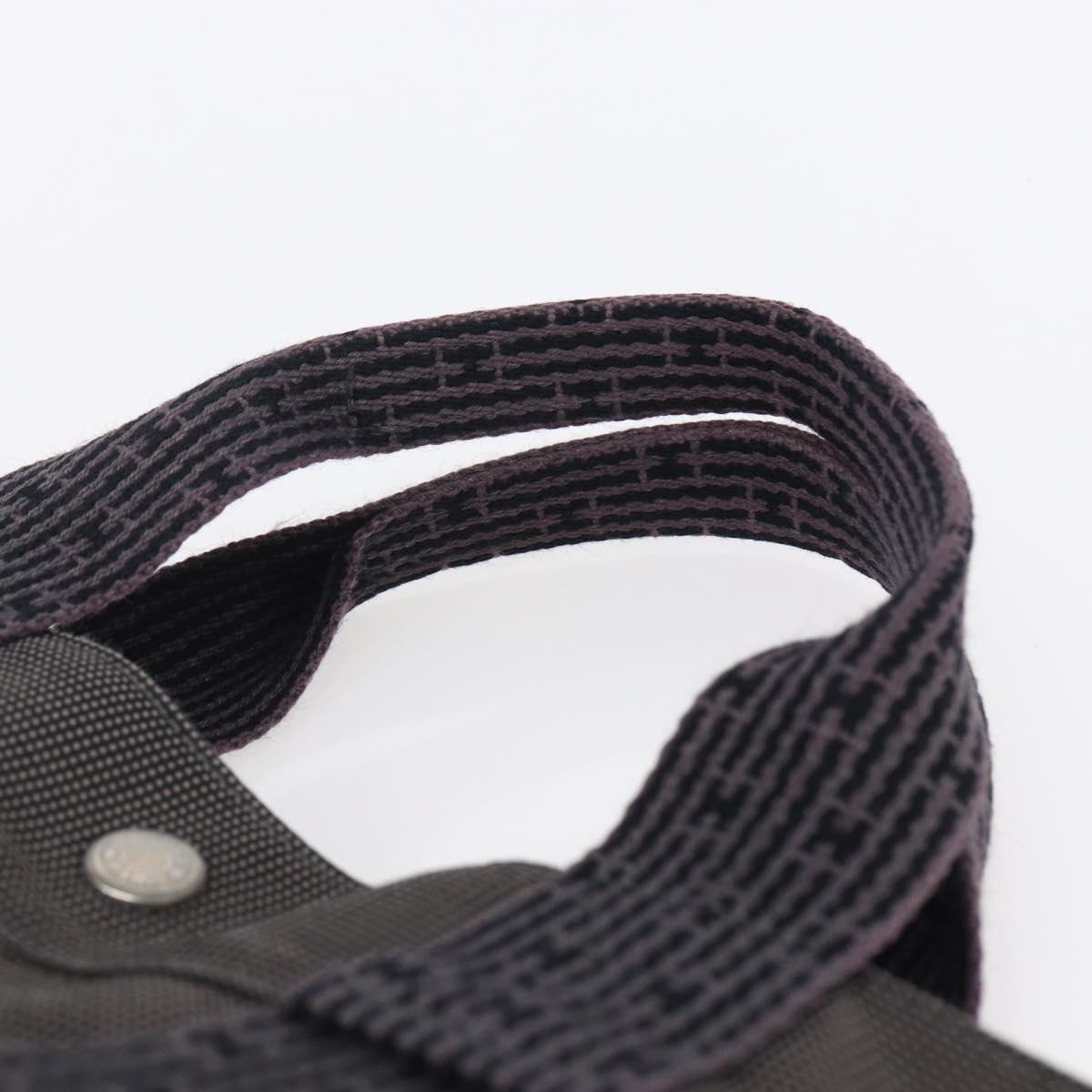 HERMES Her Line MM Hand Bag Canvas Gray Auth th6407