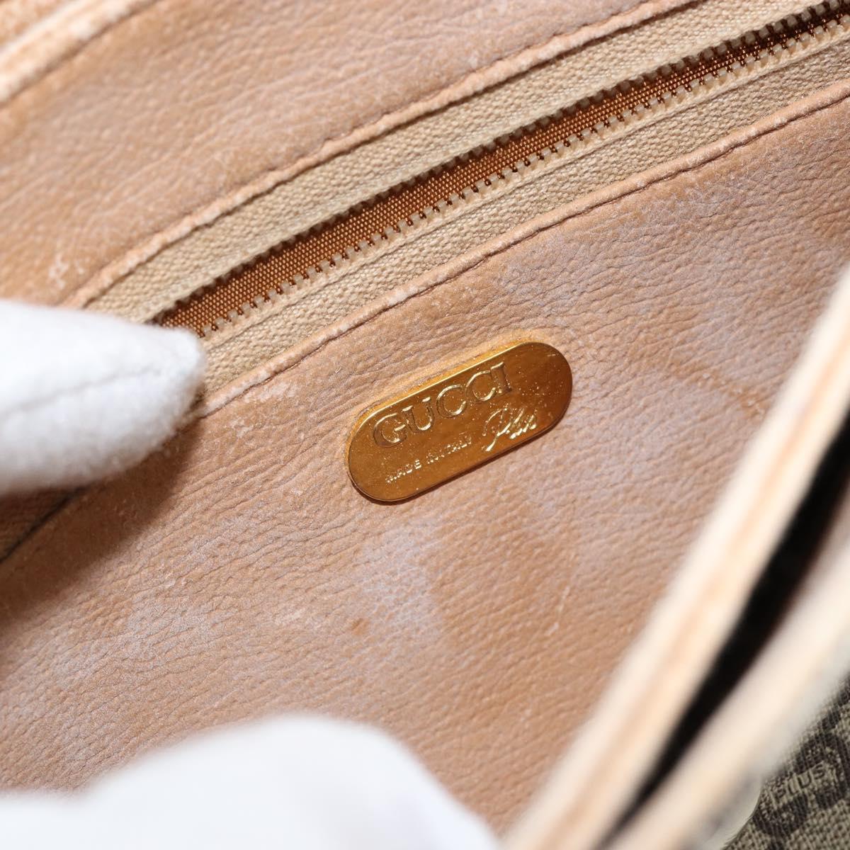 GUCCI GG PLUS Canvas Shoulder Bag PVC Leather Beige Auth th6415