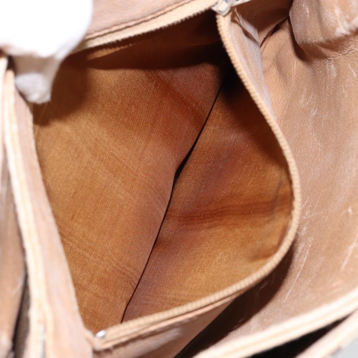 GUCCI GG PLUS Canvas Shoulder Bag PVC Leather Beige Auth th6415