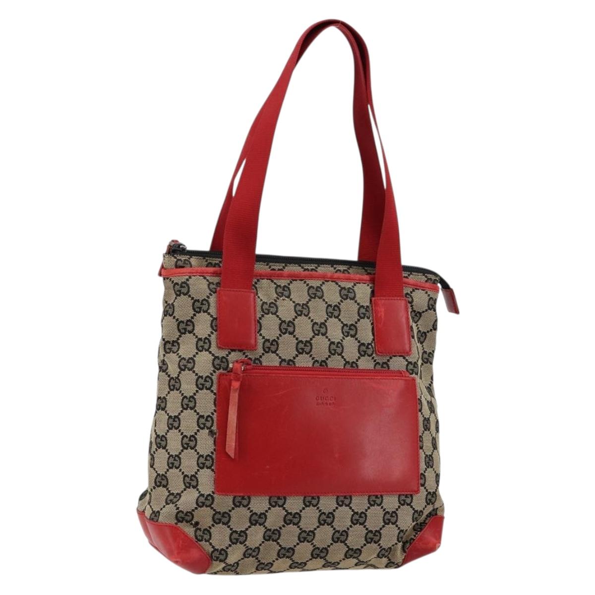 GUCCI GG Canvas Tote Bag Navy Red Auth th6417