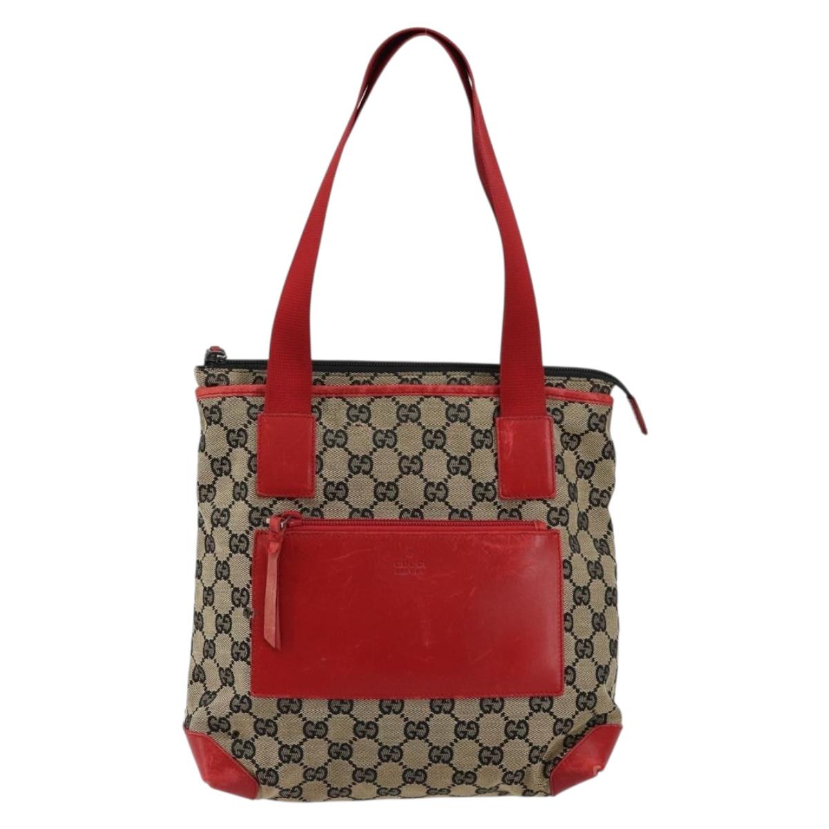 GUCCI GG Canvas Tote Bag Navy Red Auth th6417