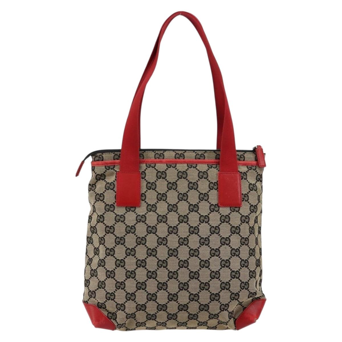GUCCI GG Canvas Tote Bag Navy Red Auth th6417