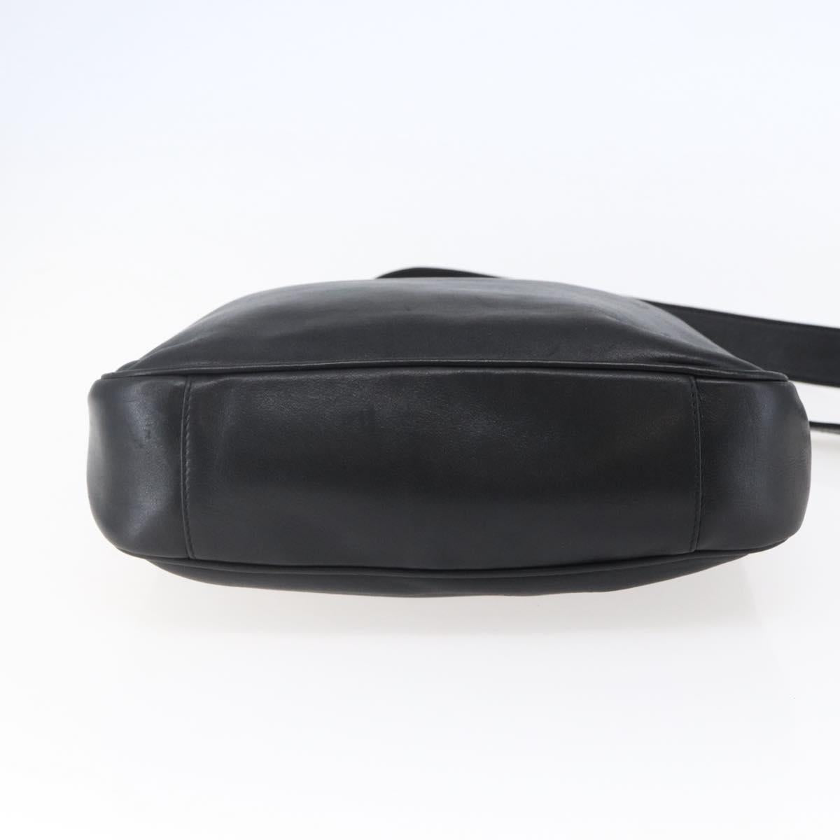 GUCCI Bamboo Shoulder Bag Leather 2way Black Auth th6418