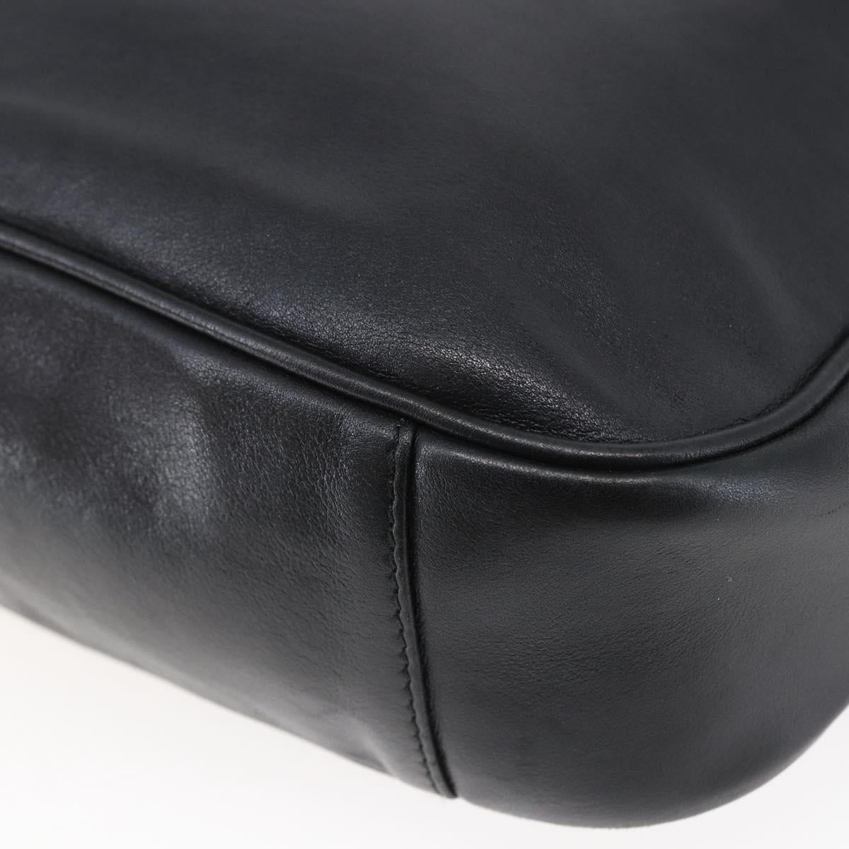 GUCCI Bamboo Shoulder Bag Leather 2way Black Auth th6418