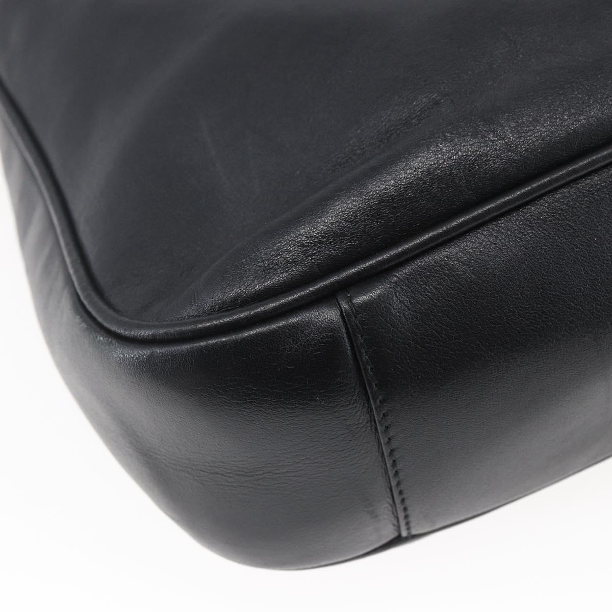 GUCCI Bamboo Shoulder Bag Leather 2way Black Auth th6418