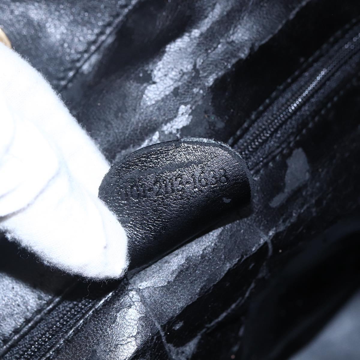 GUCCI Bamboo Shoulder Bag Leather 2way Black Auth th6418