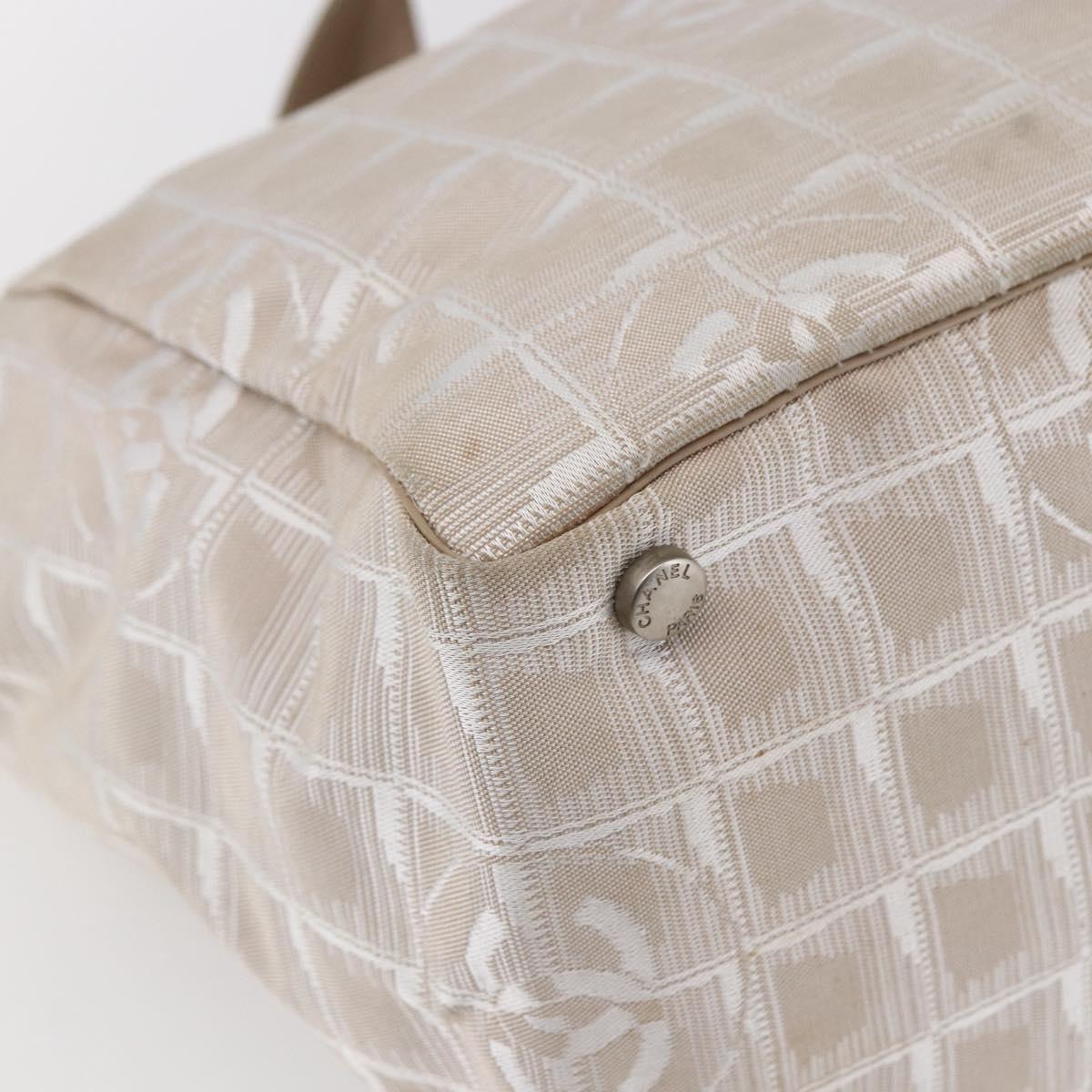 CHANEL New travel line Tote Bag Nylon Beige CC Auth th6420