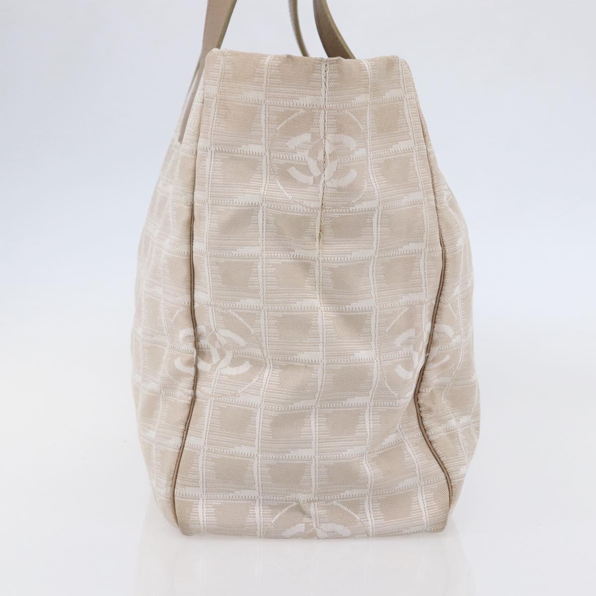 CHANEL New travel line Tote Bag Nylon Beige CC Auth th6420