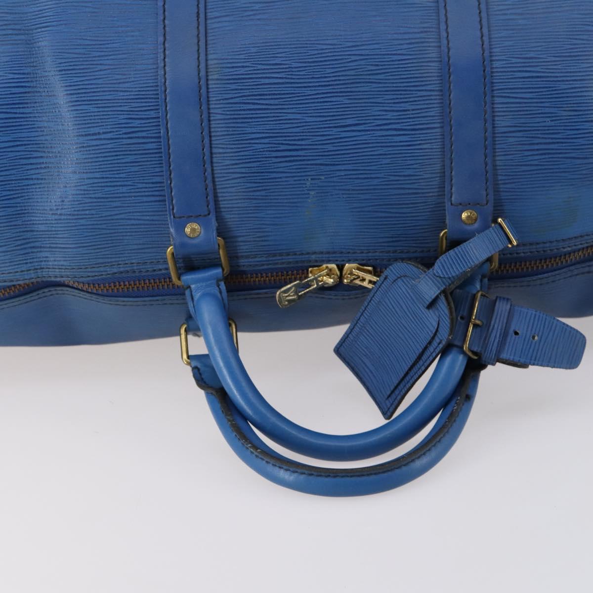 LOUIS VUITTON Epi Keepall 60 Boston Bag Old model Blue M42945 LV Auth th6430