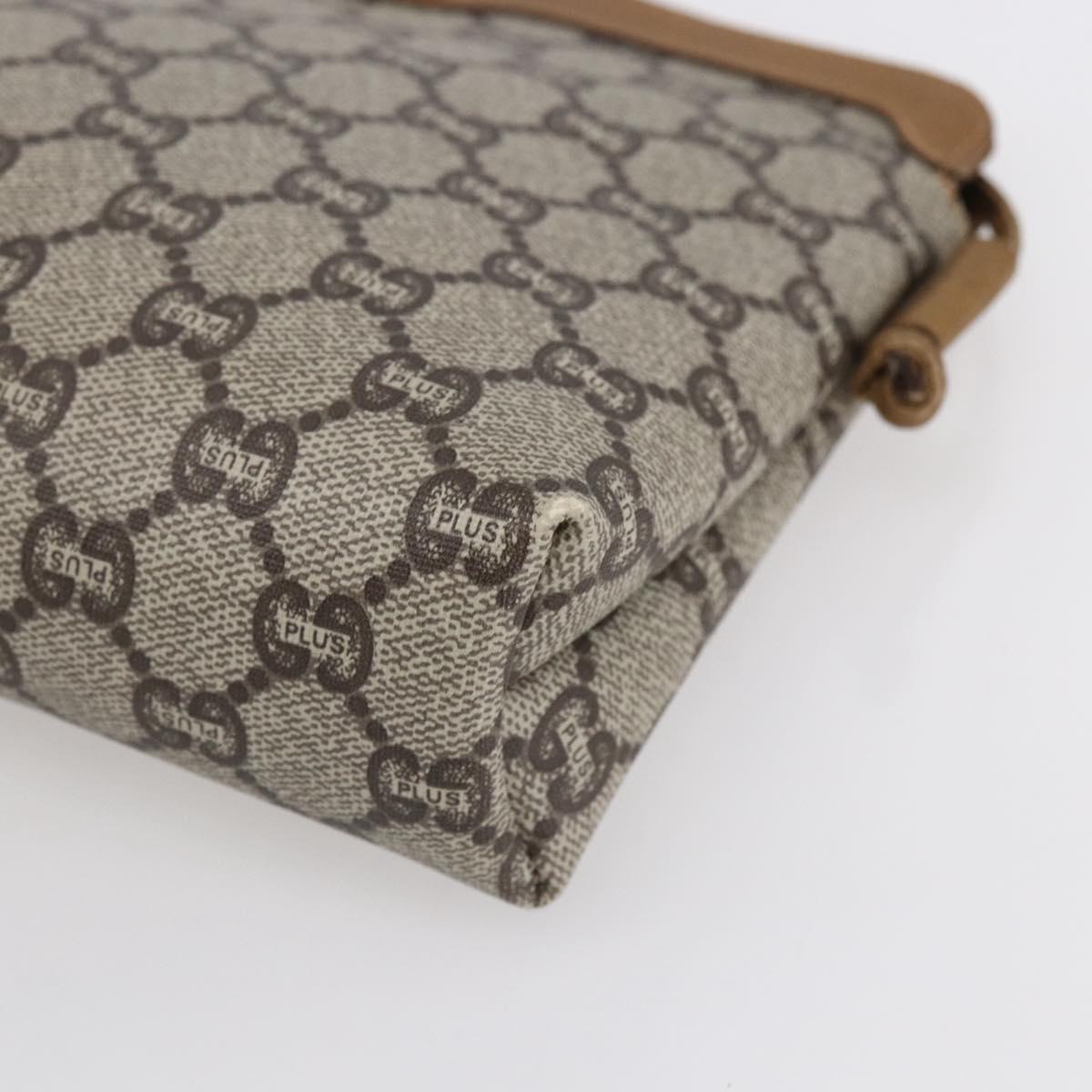 GUCCI GG Plus Supreme Shoulder Bag PVC Beige Gold Auth th6453