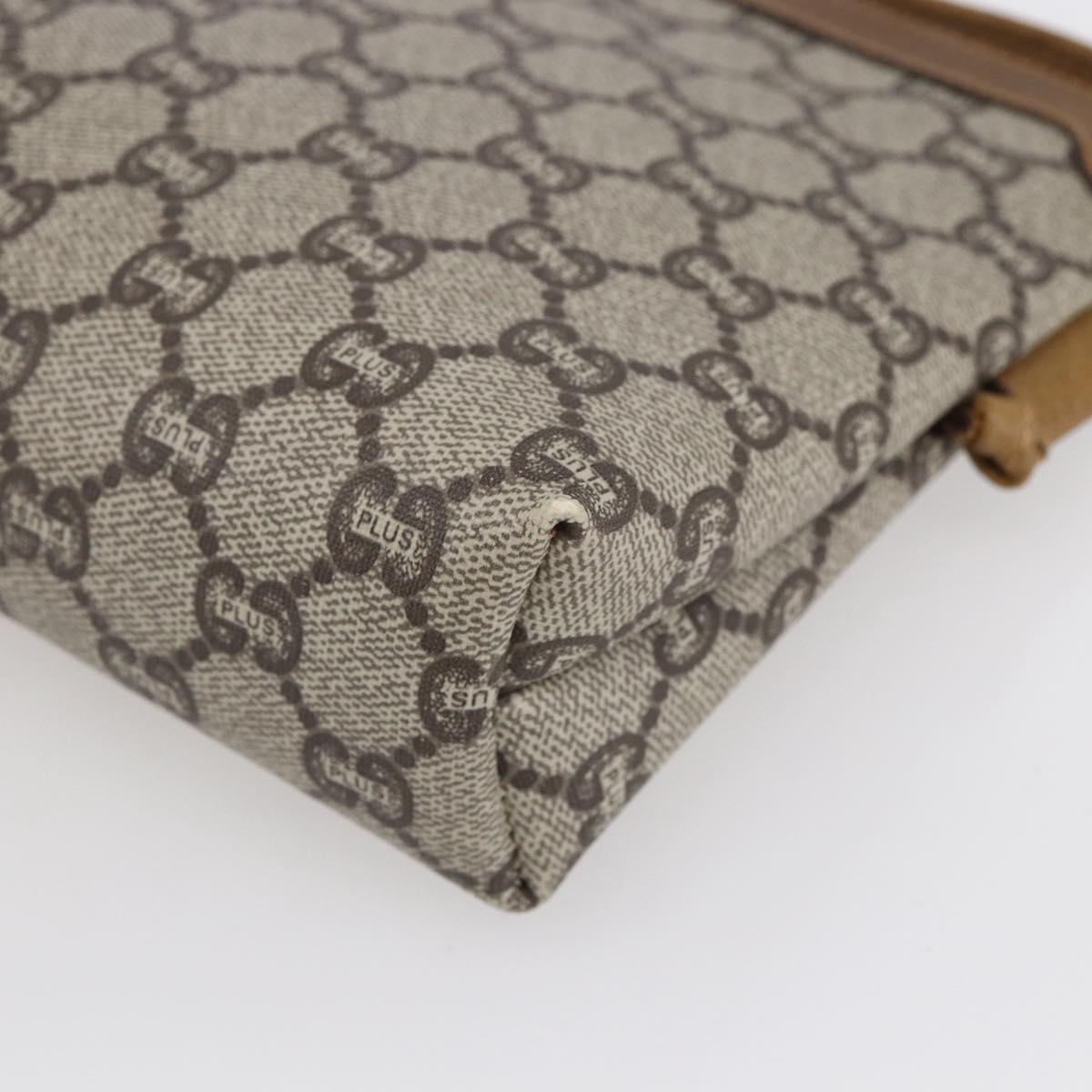 GUCCI GG Plus Supreme Shoulder Bag PVC Beige Gold Auth th6453