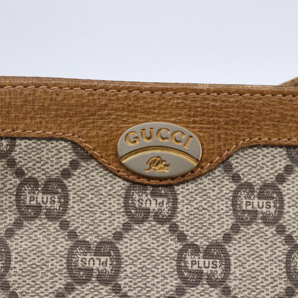 GUCCI GG Plus Supreme Shoulder Bag PVC Beige Gold Auth th6453