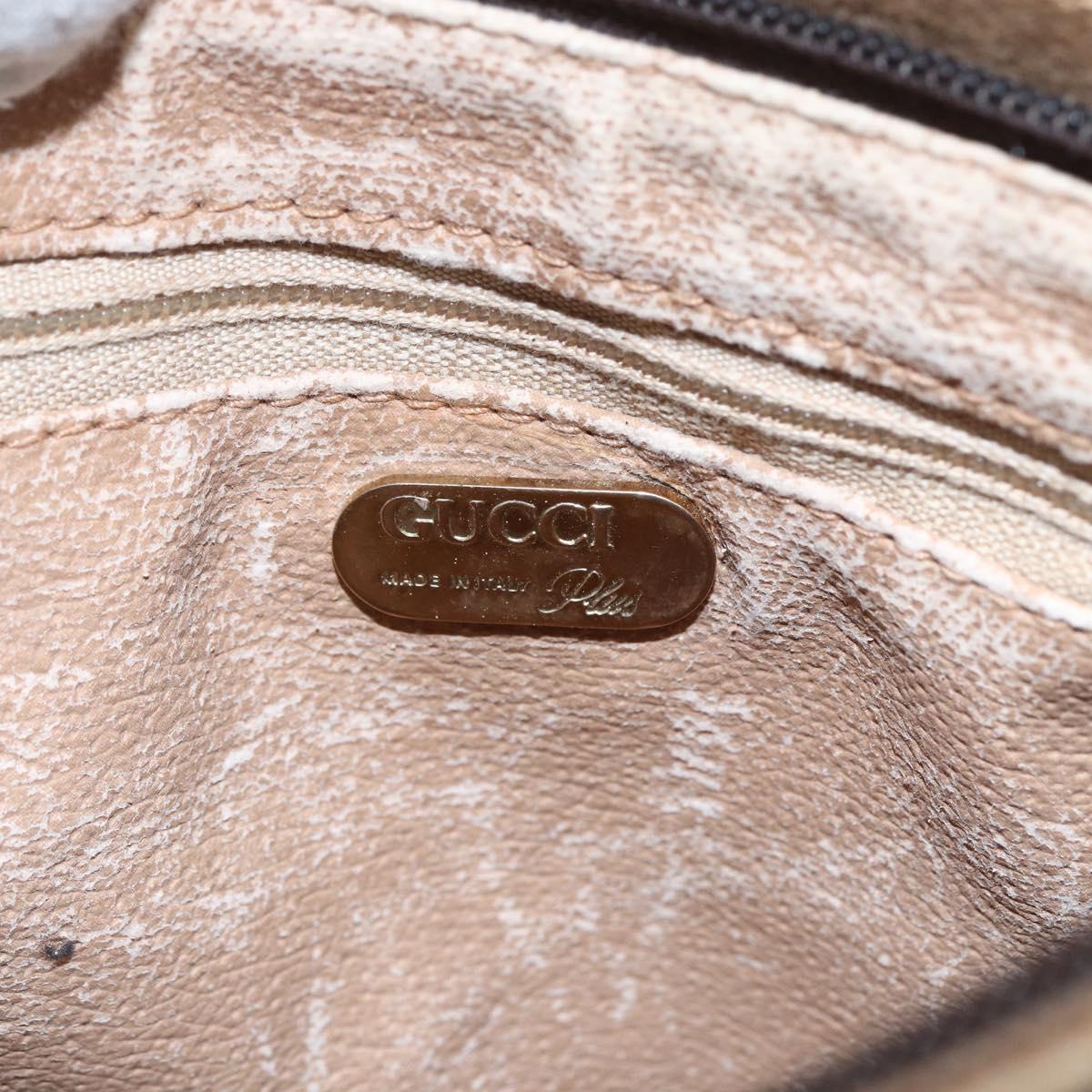 GUCCI GG Plus Supreme Shoulder Bag PVC Beige Gold Auth th6453