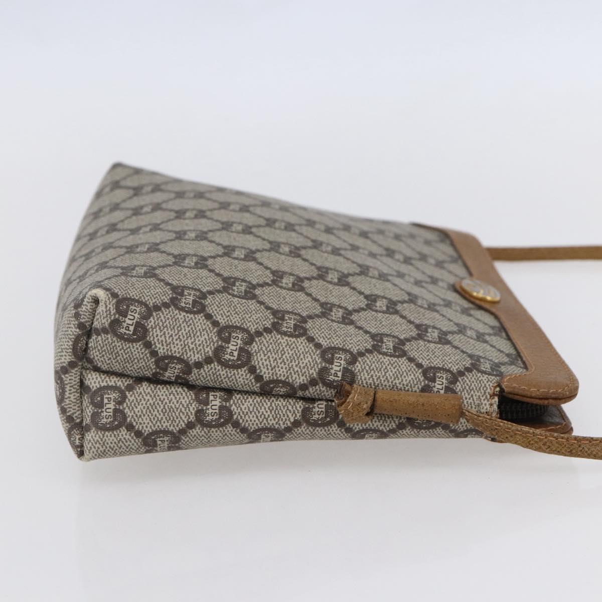 GUCCI GG Plus Supreme Shoulder Bag PVC Beige Gold Auth th6453