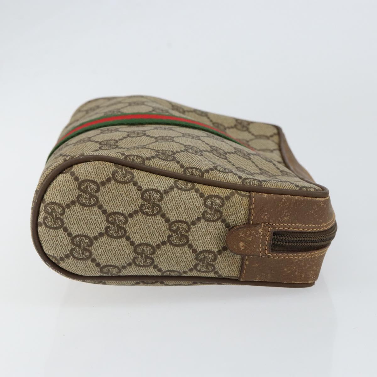 GUCCI GG Supreme Web Sherry Line Clutch Bag PVC Beige Gold 89 01 012 Auth th6454