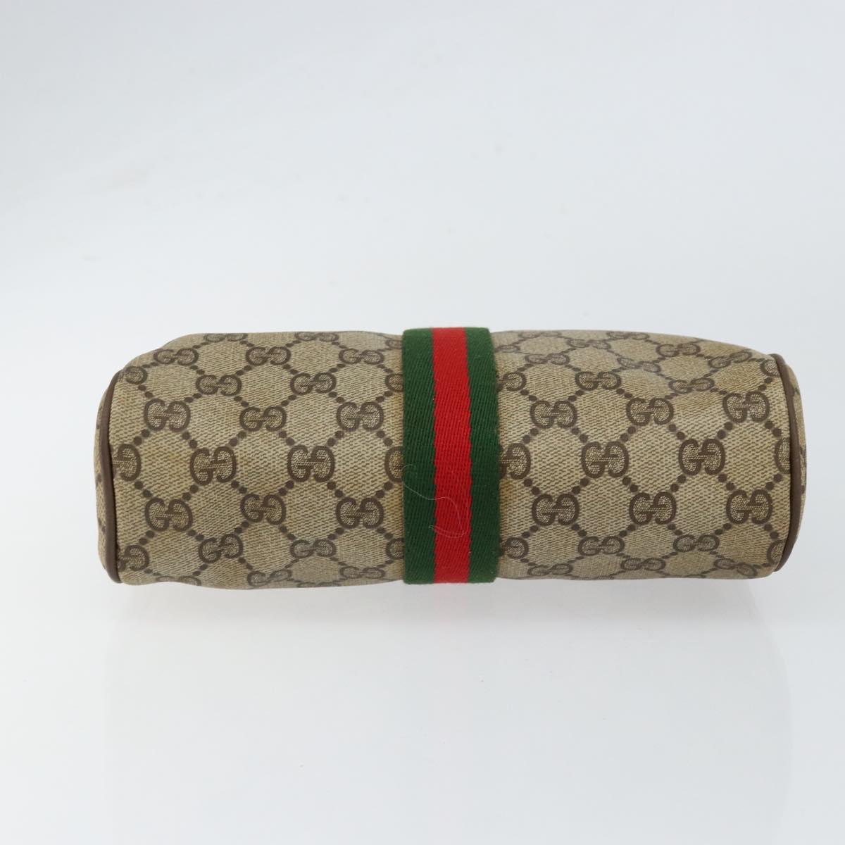 GUCCI GG Supreme Web Sherry Line Clutch Bag PVC Beige Gold 89 01 012 Auth th6454