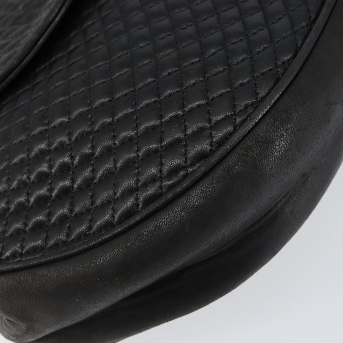 BALLY Quilted Hand Bag Leather Gold Black Auth th6456