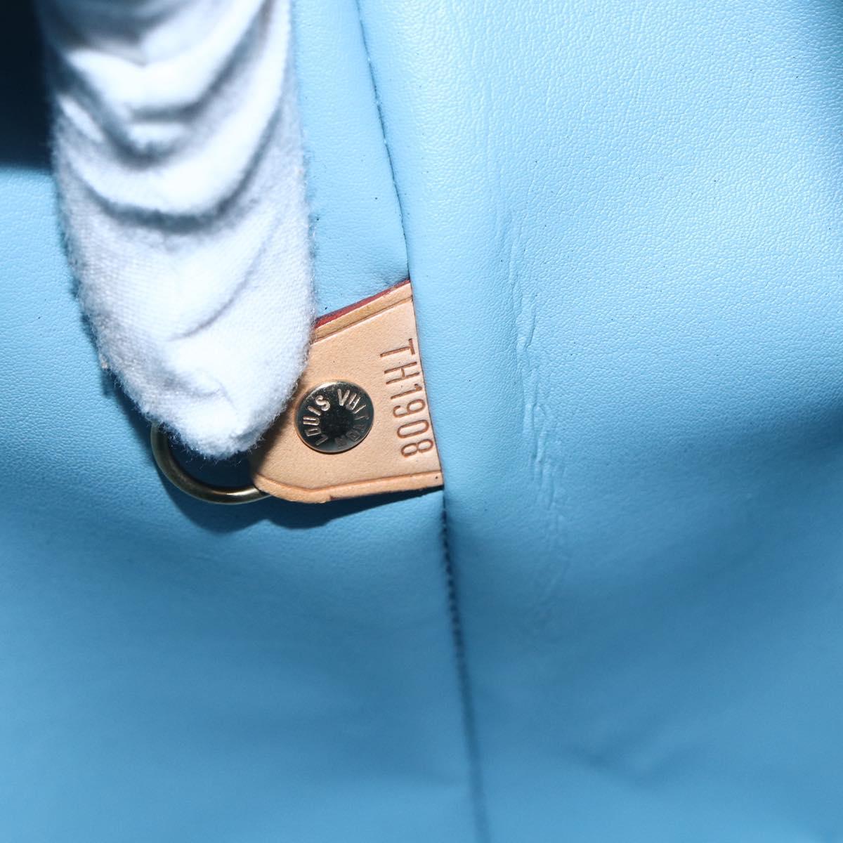 LOUIS VUITTON Monogram Vernis Houston Hand Bag Baby Blue M91005 LV Auth th6461