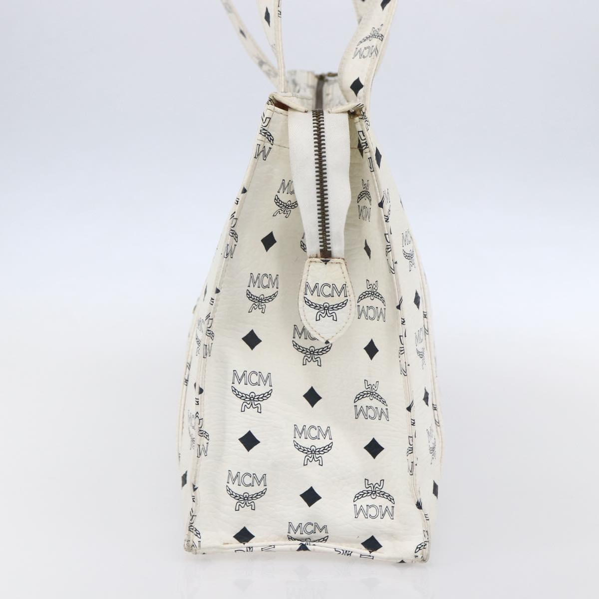 MCM Logogram Vicetos Shoulder Bag PVC Leather White Gold Auth th6467