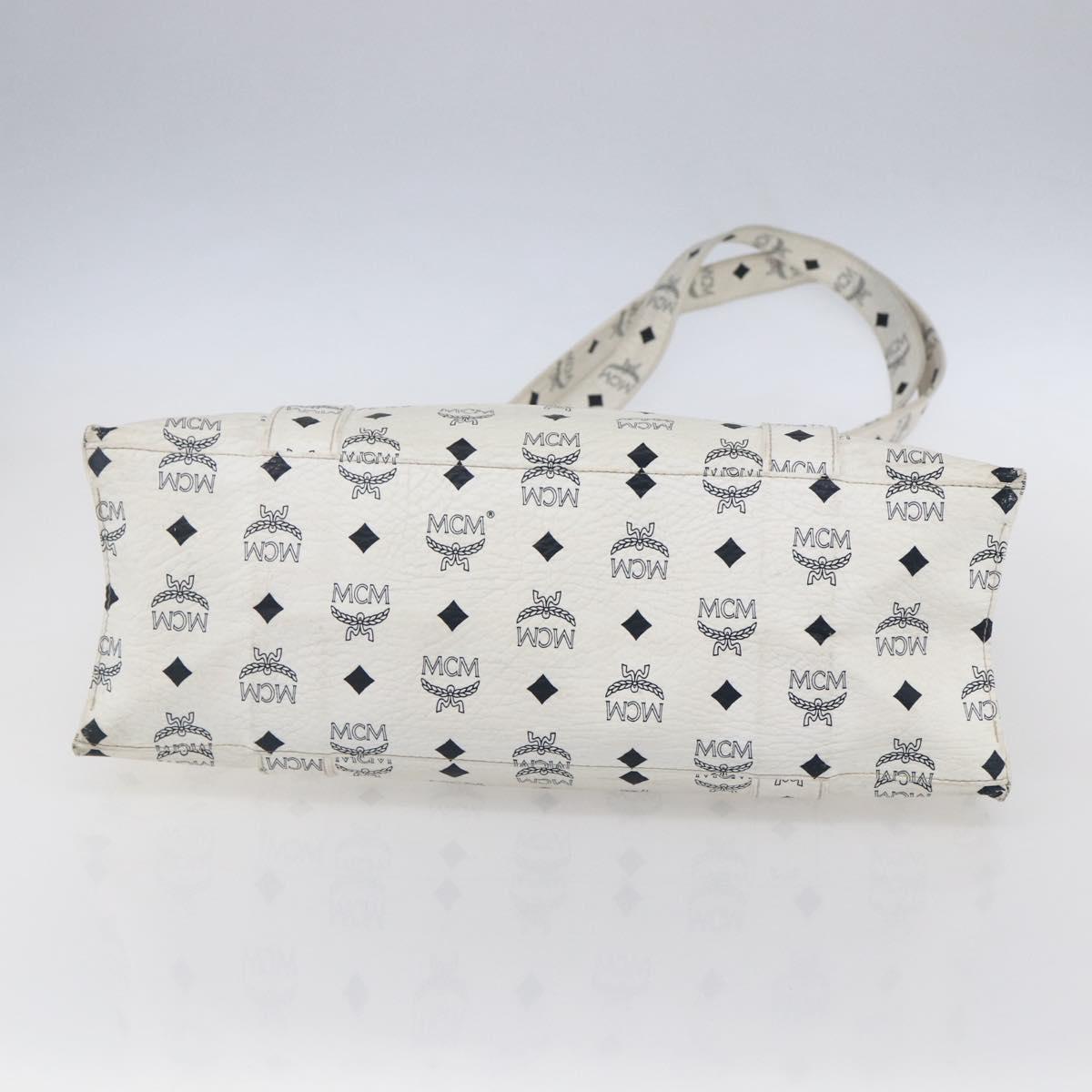 MCM Logogram Vicetos Shoulder Bag PVC Leather White Gold Auth th6467