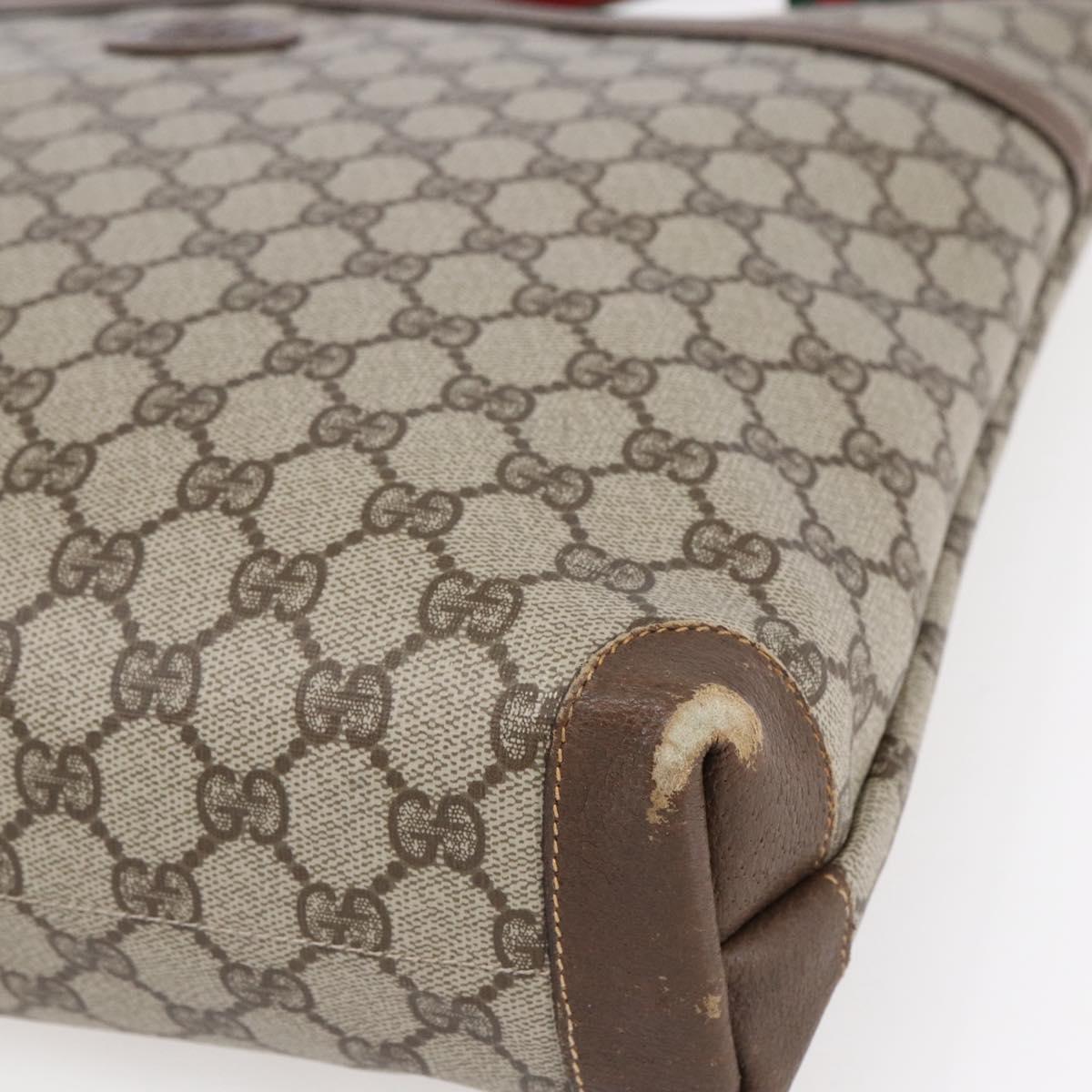 GUCCI GG Supreme Web Sherry Line Tote Bag PVC Beige Gold 002 39 0163 Auth th6468