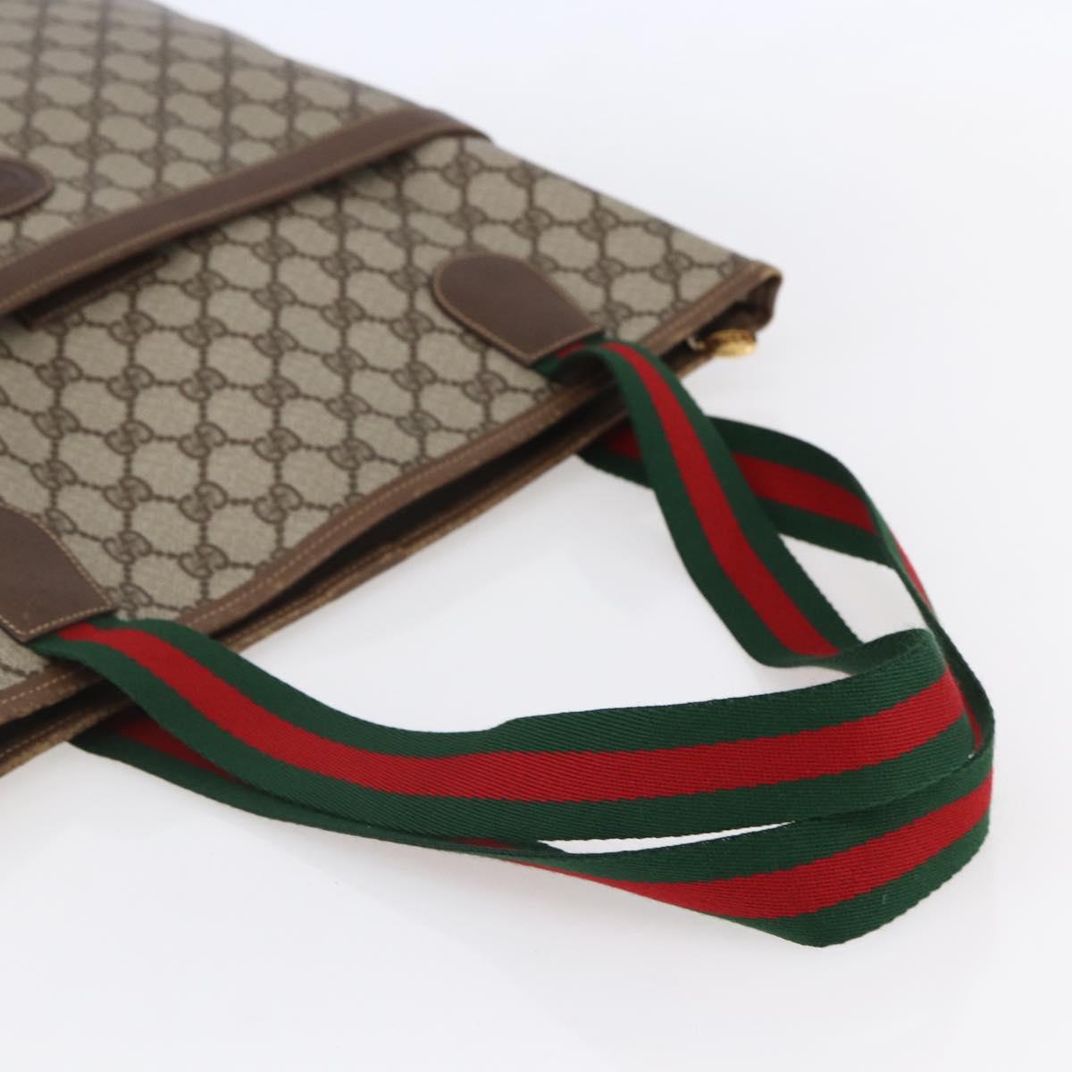 GUCCI GG Supreme Web Sherry Line Tote Bag PVC Beige Gold 002 39 0163 Auth th6468