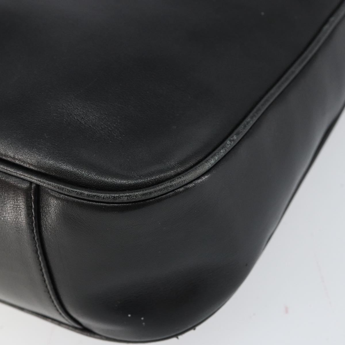 GUCCI Bamboo Hand Bag Leather 2way Black Gold 001 2113 1638 Auth th6469