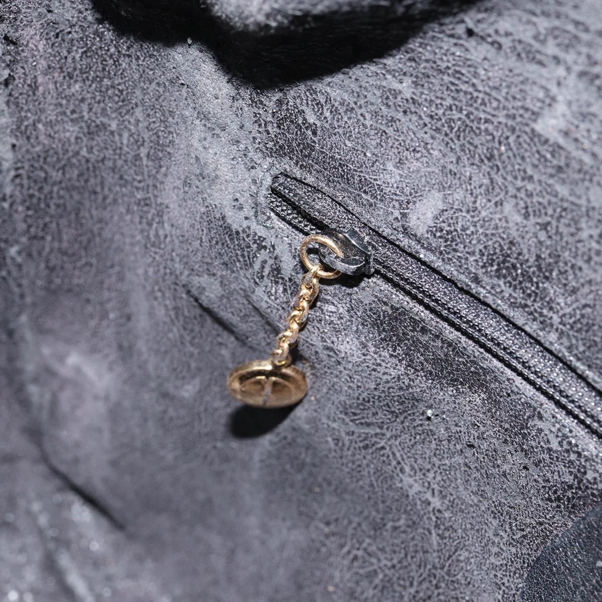 GUCCI Bamboo Hand Bag Leather 2way Black Gold 001 2113 1638 Auth th6469