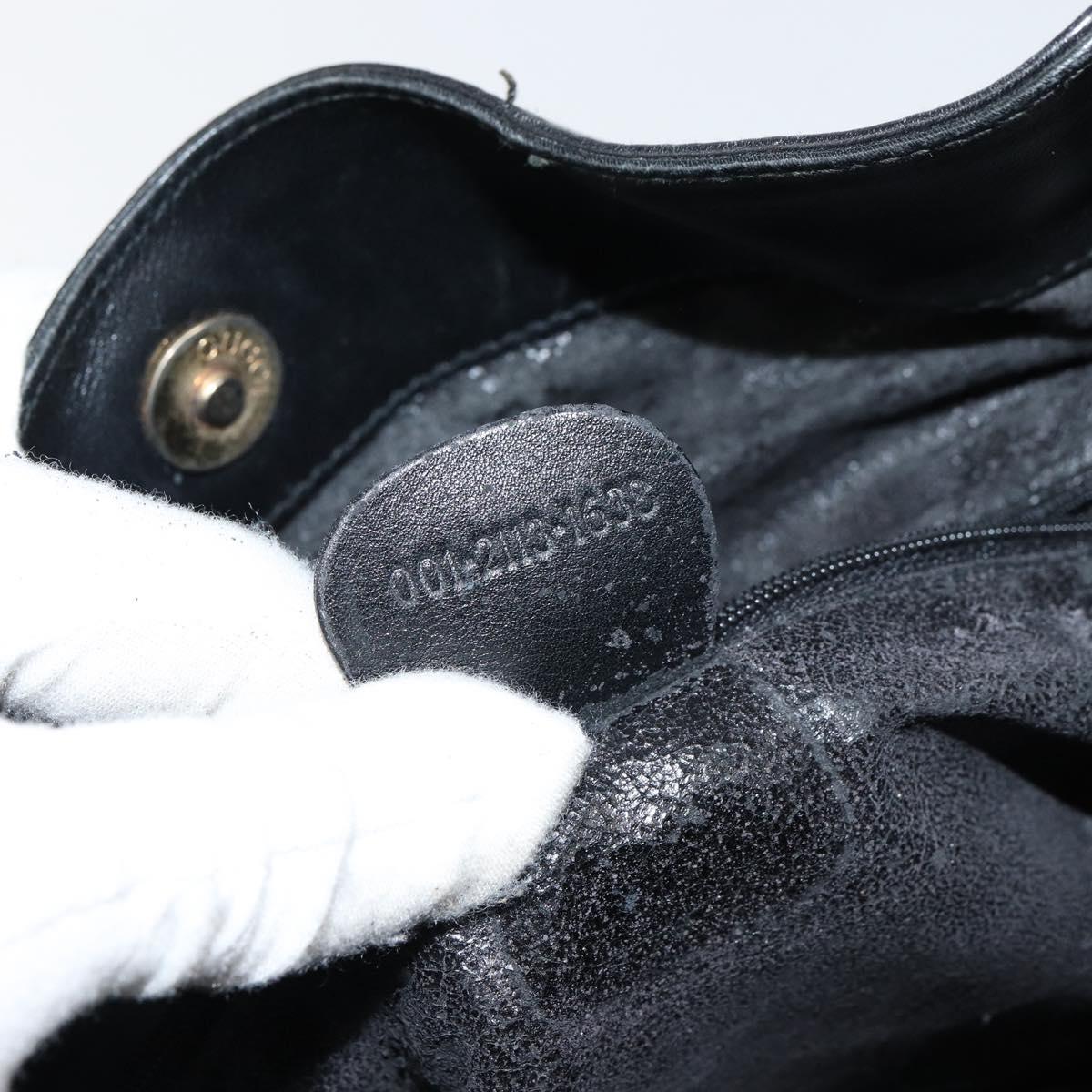 GUCCI Bamboo Hand Bag Leather 2way Black Gold 001 2113 1638 Auth th6469