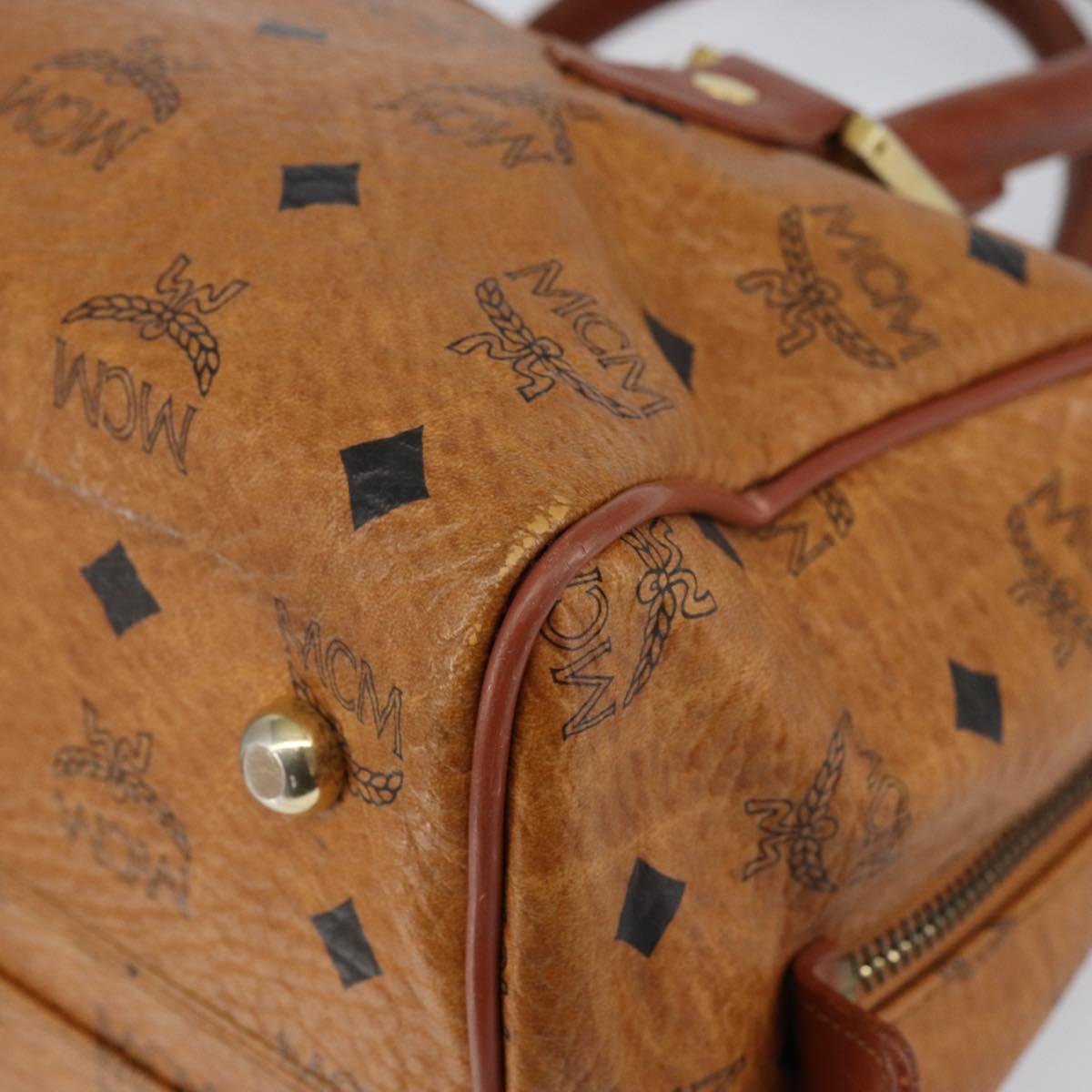 MCM Logogram Vicetos Hand Bag PVC Leather Brown Gold Auth th6487
