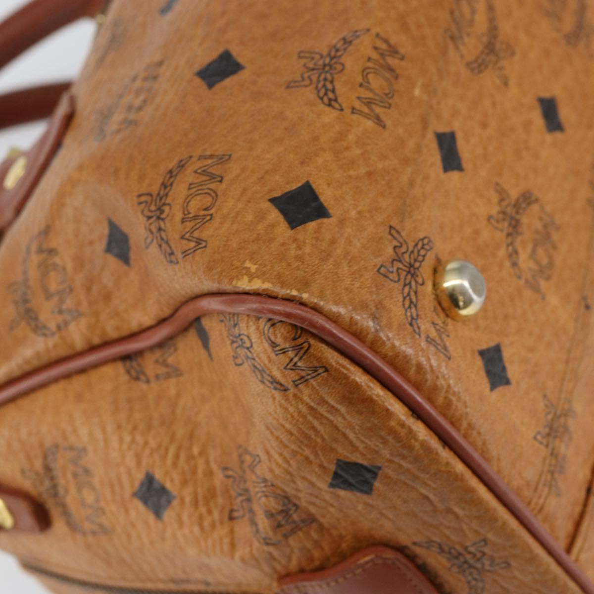 MCM Logogram Vicetos Hand Bag PVC Leather Brown Gold Auth th6487