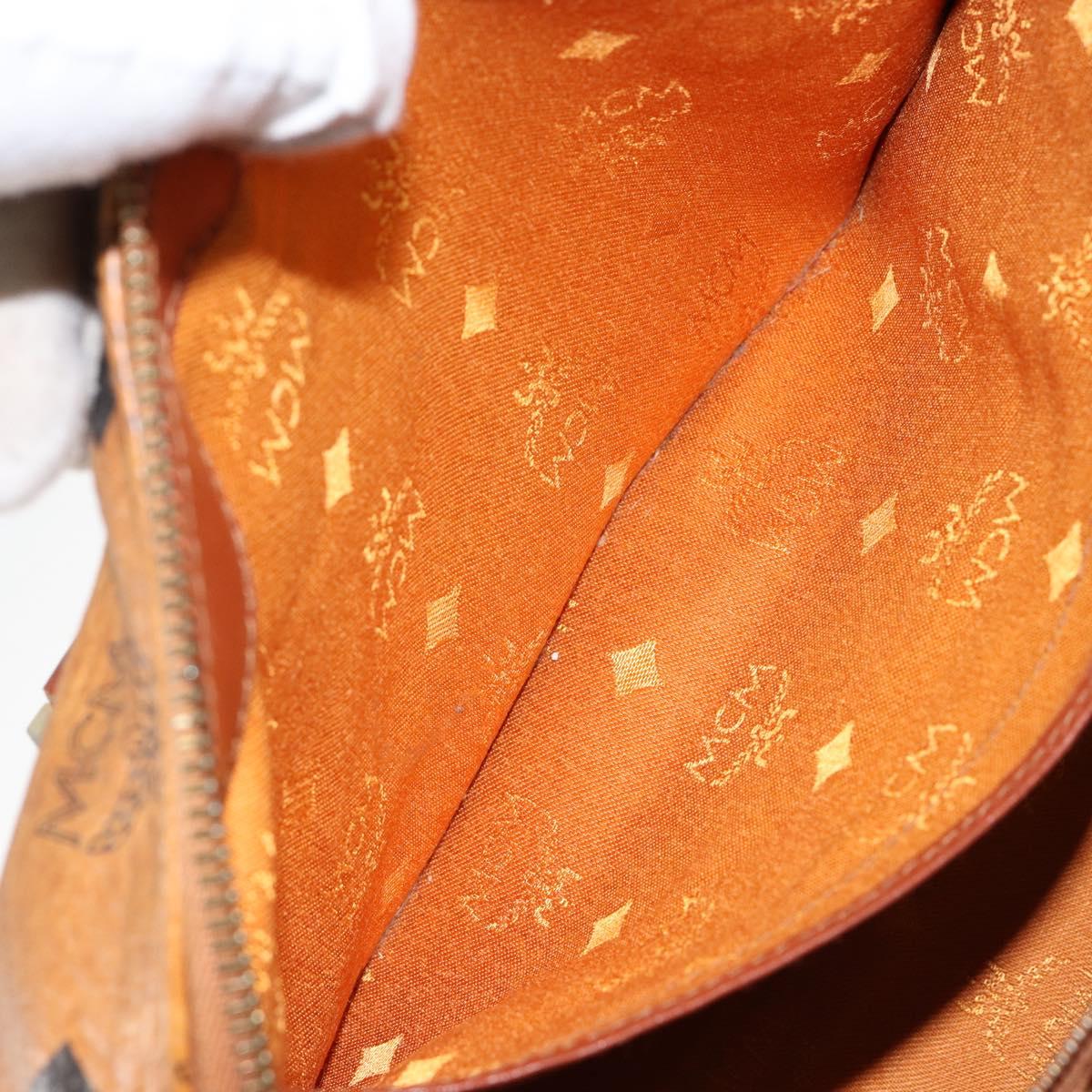 MCM Logogram Vicetos Hand Bag PVC Leather Brown Gold Auth th6487