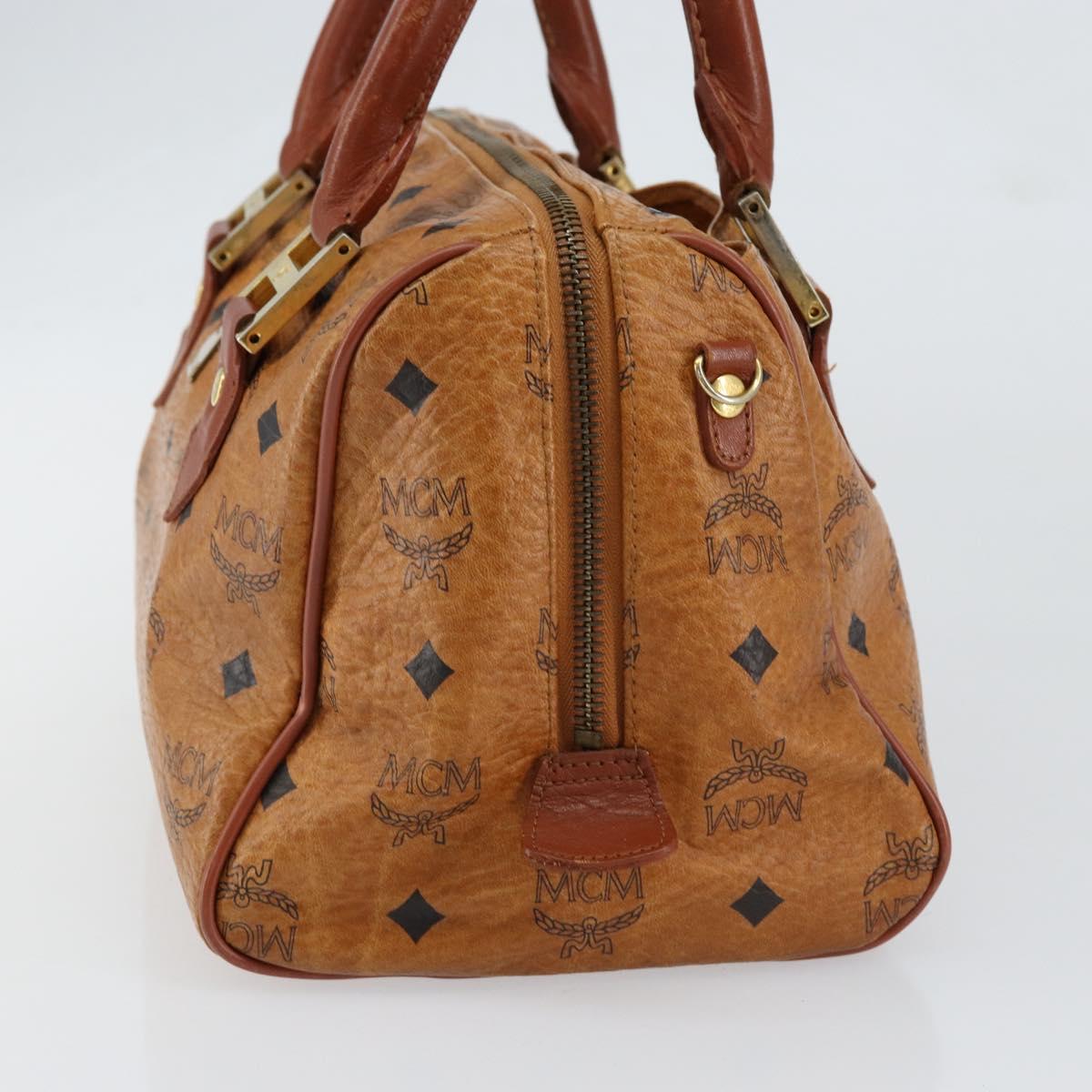 MCM Logogram Vicetos Hand Bag PVC Leather Brown Gold Auth th6487