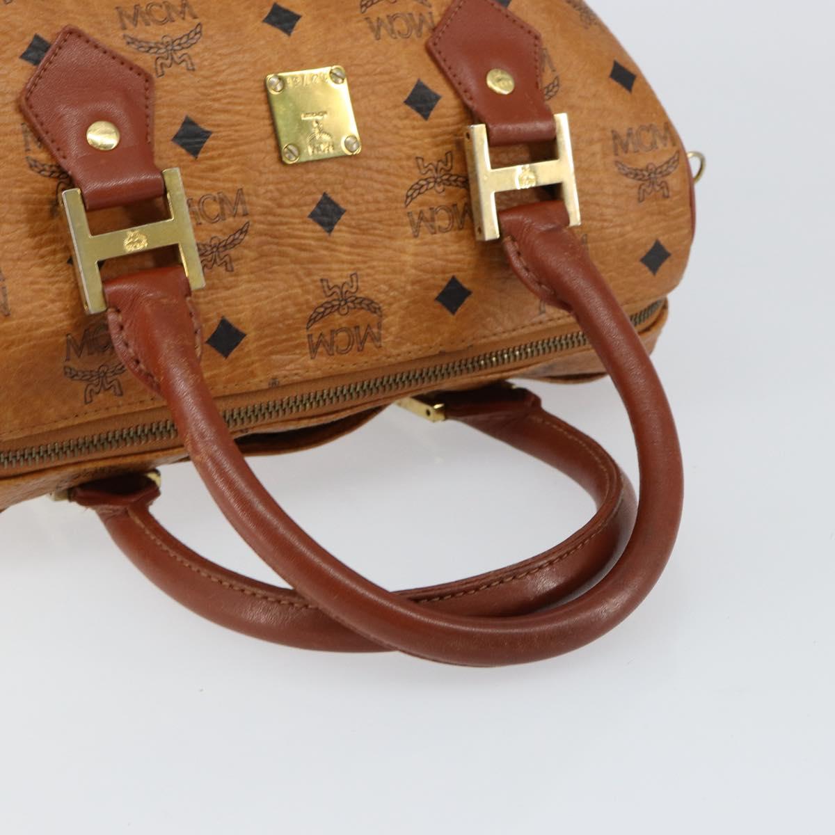 MCM Logogram Vicetos Hand Bag PVC Leather Brown Gold Auth th6487