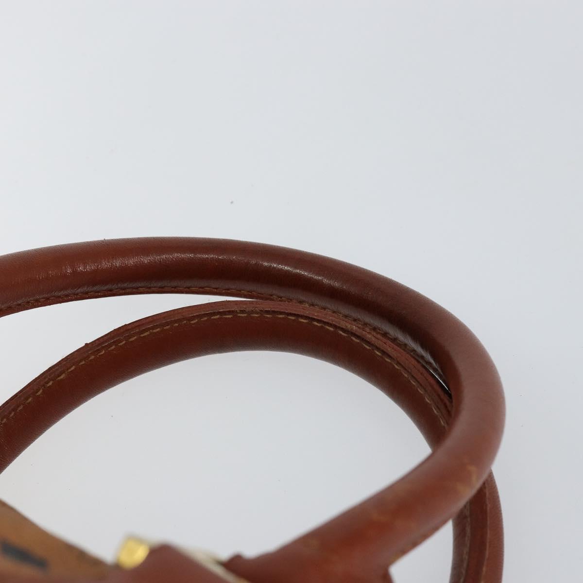 MCM Logogram Vicetos Hand Bag PVC Leather Brown Gold Auth th6487