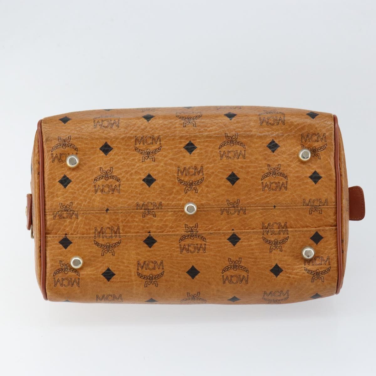 MCM Logogram Vicetos Hand Bag PVC Leather Brown Gold Auth th6487