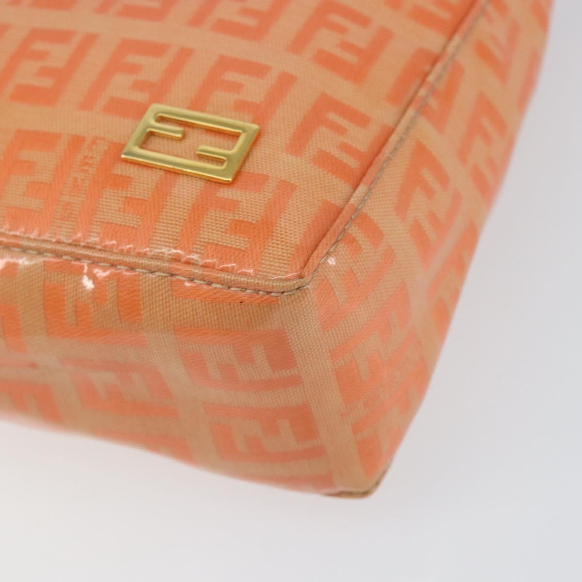 FENDI Zucchino Canvas Accessory Pouch Coated Canvas Orange Auth th6488